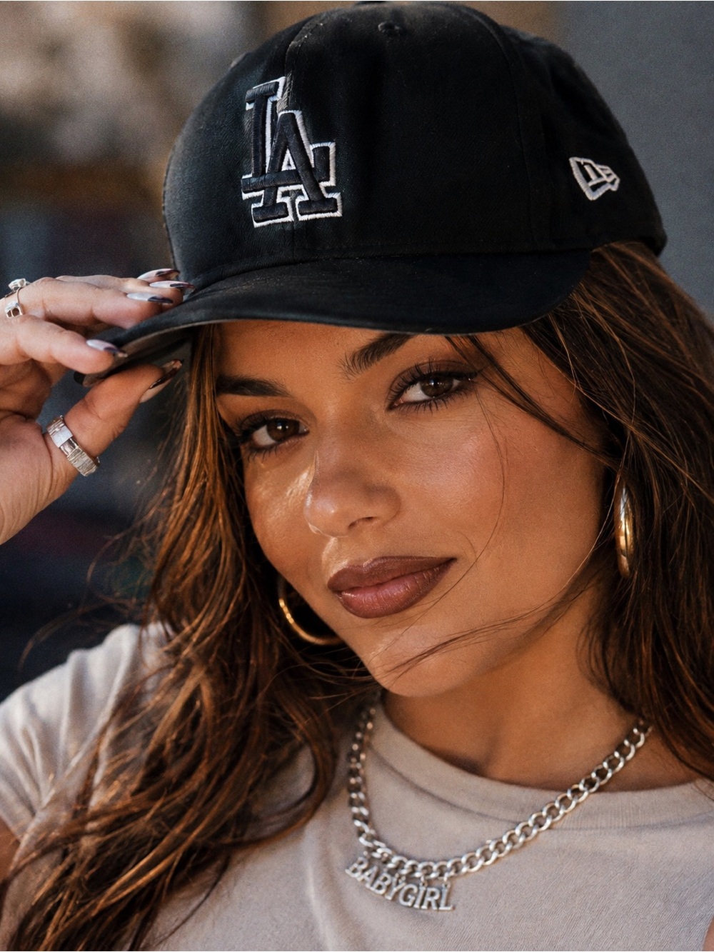 Retro New Era Black LA Embroidered Baseball Cap Genuine Merchandise 7 1/2